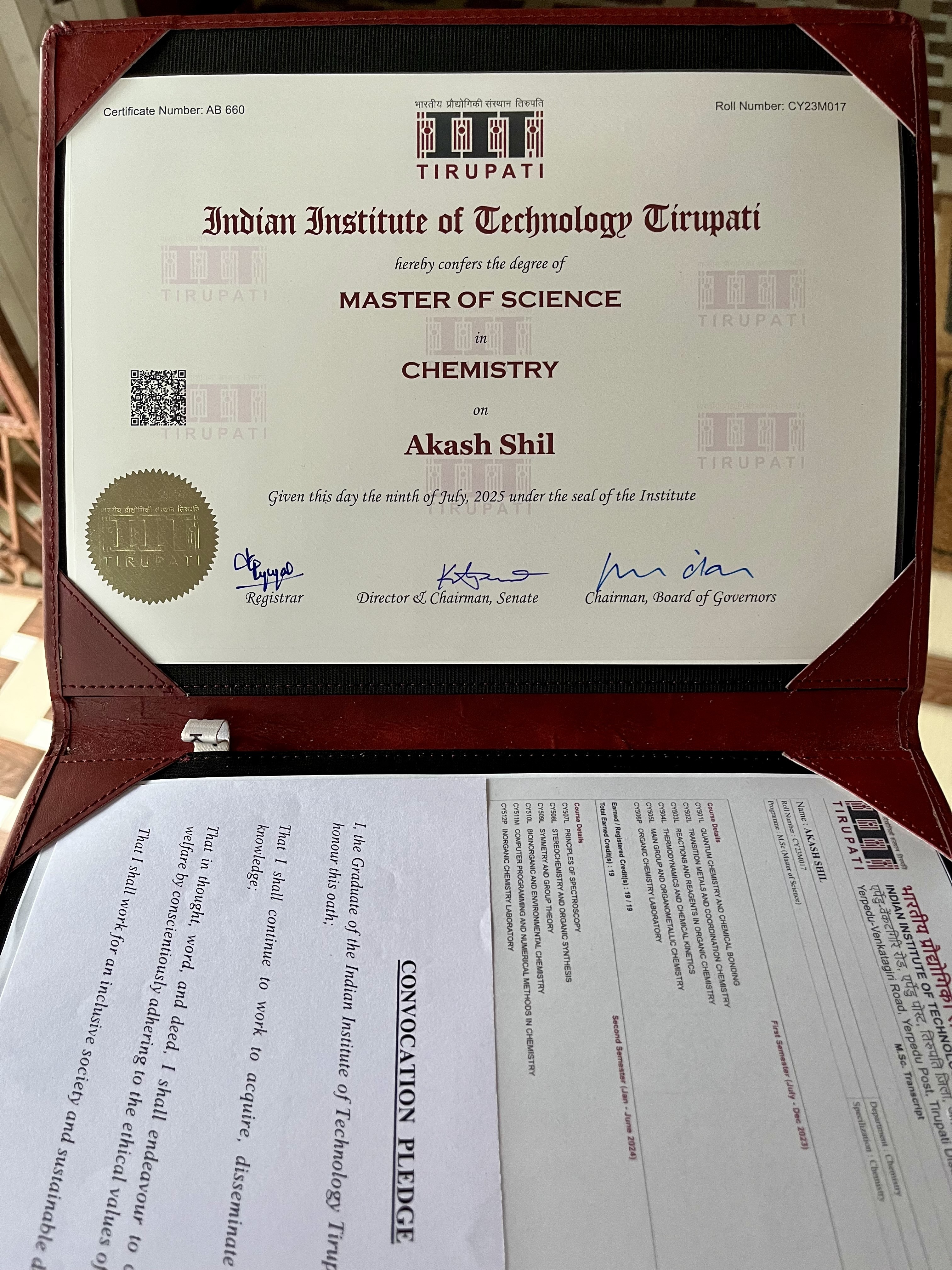 MSc Degree - IIT Tirupati